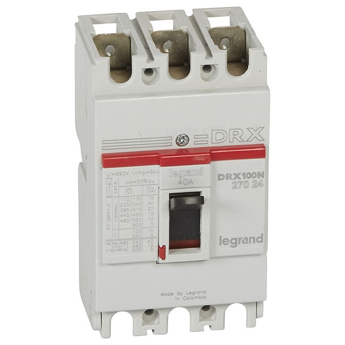 Силовой автомат Legrand DRX 125А, термомагнитный, 20кА, 3P, 40А, 027024
