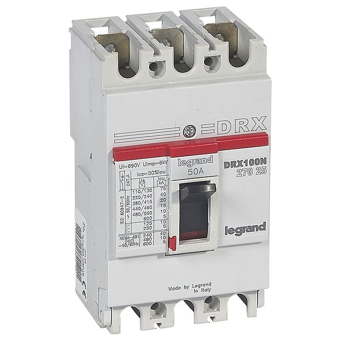 Силовой автомат Legrand DRX 125А, термомагнитный, 20кА, 3P, 50А, 027025
