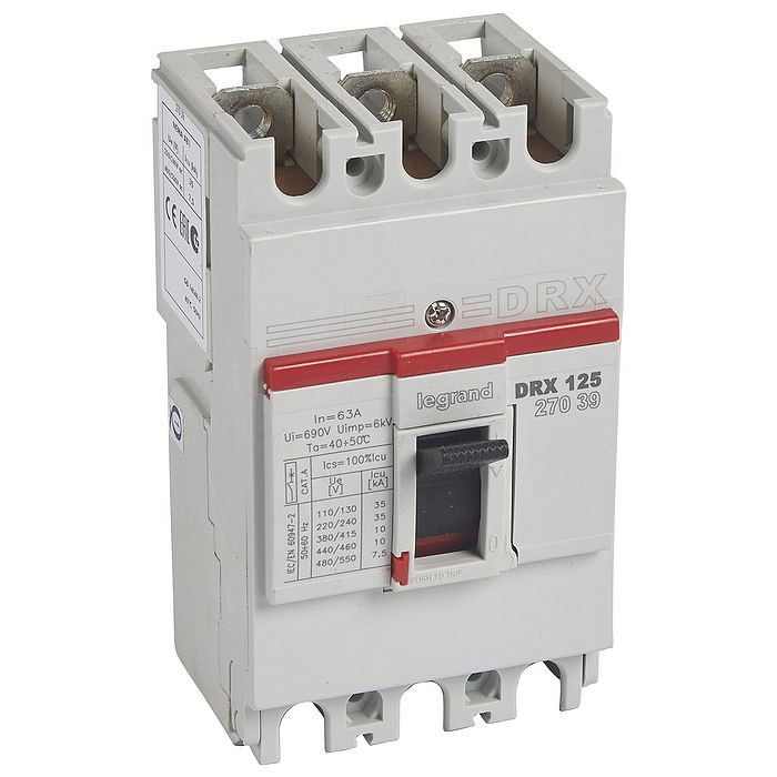 Силовой автомат Legrand DRX 125А, термомагнитный, 10кА, 3P, 63А, 027039