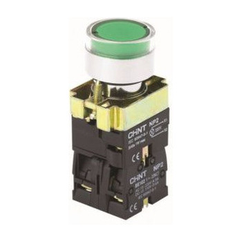 Кнопка управления NP2-BW3665 1НО+1НЗ , синяя, AC/DC230В(LED) IP40 (CHINT)