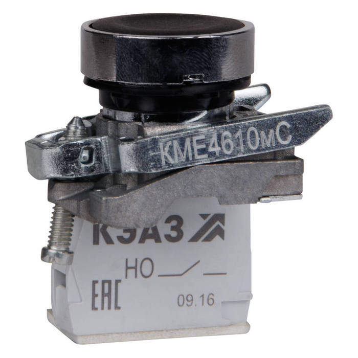 Кнопка КМЕ4501мС-черный-0но+1нз-цилиндр-IP54-КЭАЗ