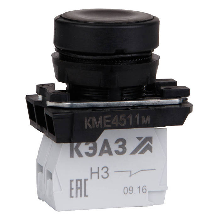 Кнопка КМЕ4622м-черный-2но+2нз-цилиндр-IP65-КЭАЗ
