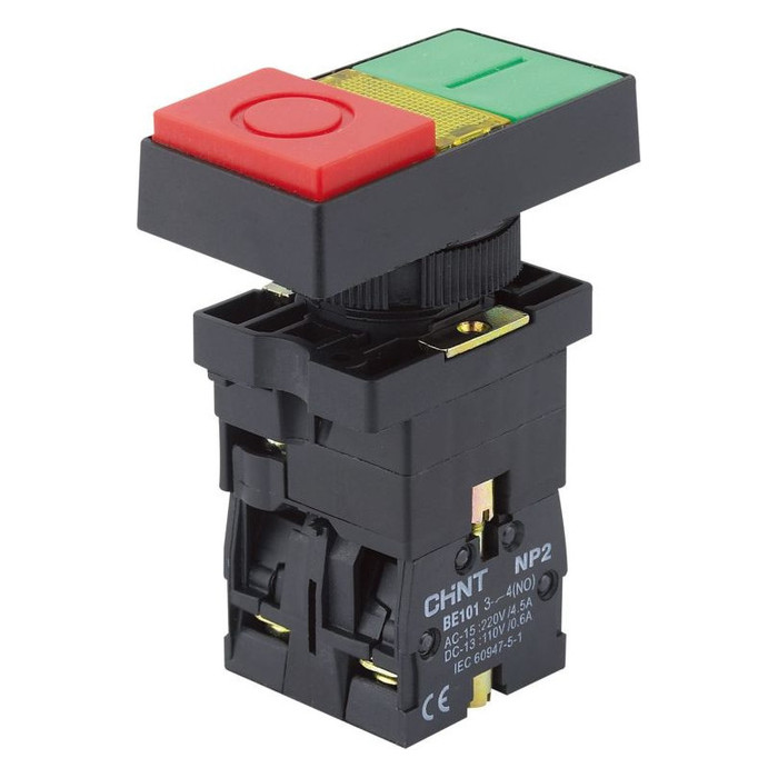 Двойная кнопка NP2-EW8465 1НО+1НЗ AC/DC 220/230В(LED) IP40 (CHINT)