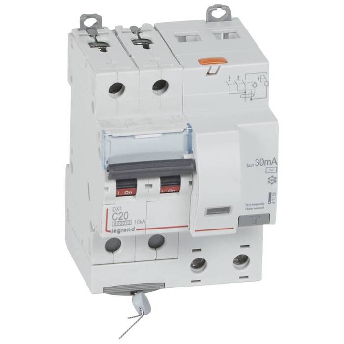 Дифавтомат Legrand DX? 2P 20А (C) 6 кА, 30 мА ( AC ), 411159
