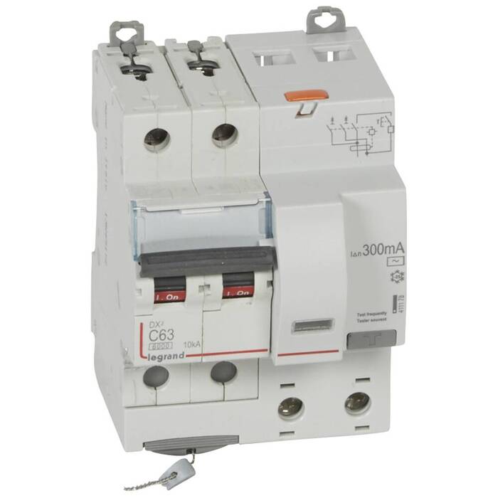 Дифавтомат Legrand DX? 2P 63А (C) 6 кА, 300 мА ( AC ), 411178