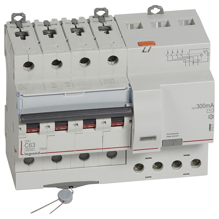 Дифавтомат Legrand DX? 4P 63А (C) 10 кА, 300 мА ( AC ), 411211