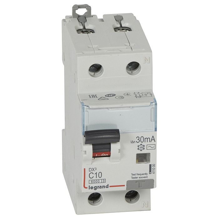 Дифавтомат Legrand DX? 1P+N 10А (C) 10 кА, 30 мА ( AC ), 411000