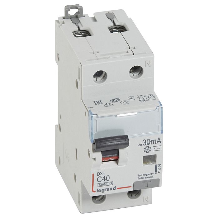 Дифавтомат Legrand DX? 1P+N 40А (C) 10 кА, 30 мА ( AC ), 411006