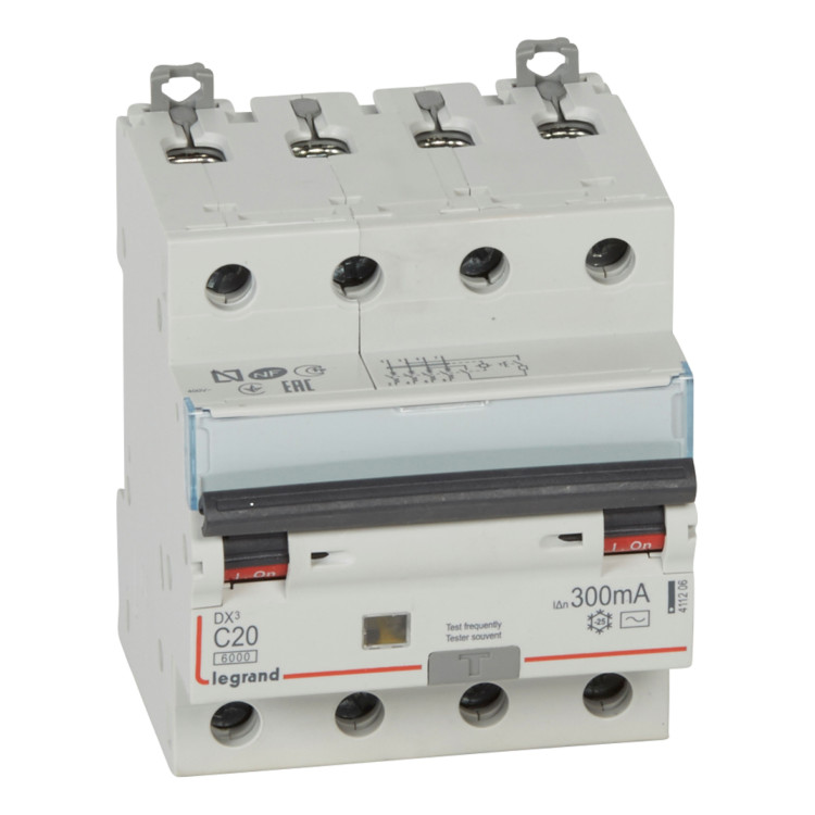 Дифавтомат Legrand DX? 4P 20А (C) 6 кА, 300 мА ( AC ), 411206