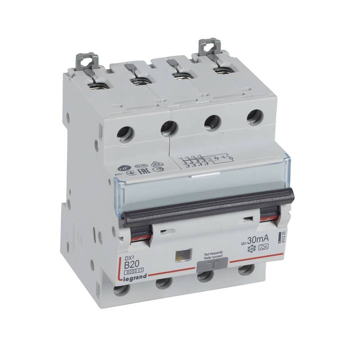 Дифавтомат Legrand DX? 4P 20А (B) 6 кА, 30 мА ( A ), 411225