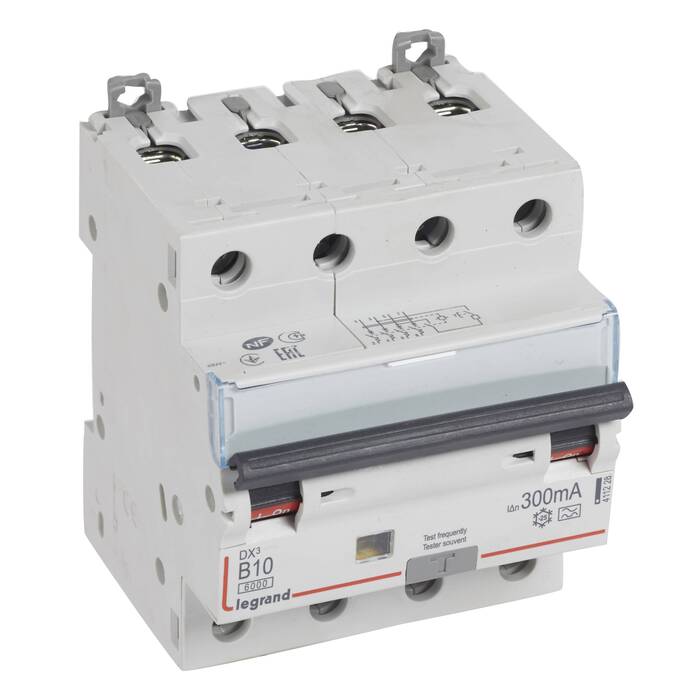 Дифавтомат Legrand DX? 4P 10А (B) 6 кА, 300 мА ( A ), 411228