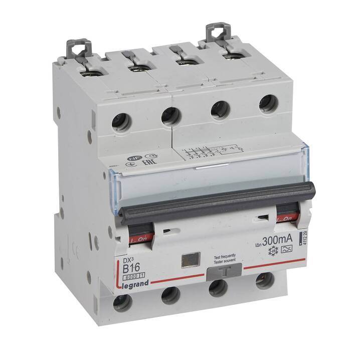 Дифавтомат Legrand DX? 4P 16А (B) 6 кА, 300 мА ( A ), 411229
