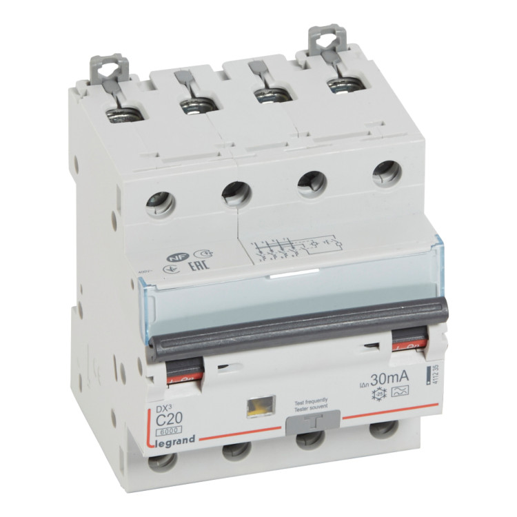 Дифавтомат Legrand DX? 4P 20А (C) 6 кА, 30 мА ( A ), 411235