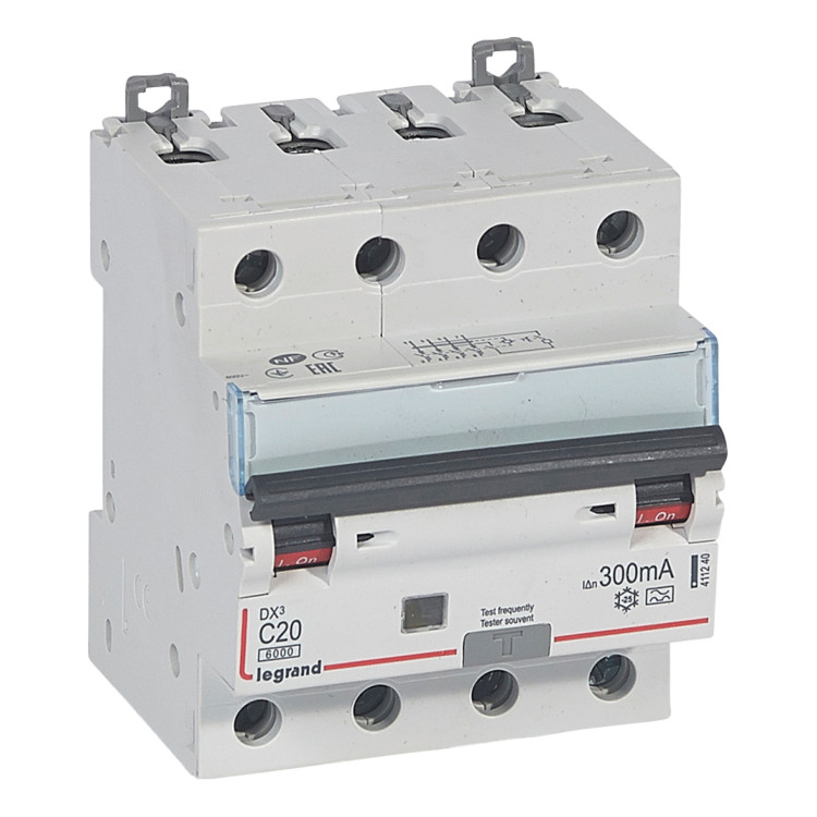 Дифавтомат Legrand DX? 4P 20А (C) 6 кА, 300 мА ( A ), 411240