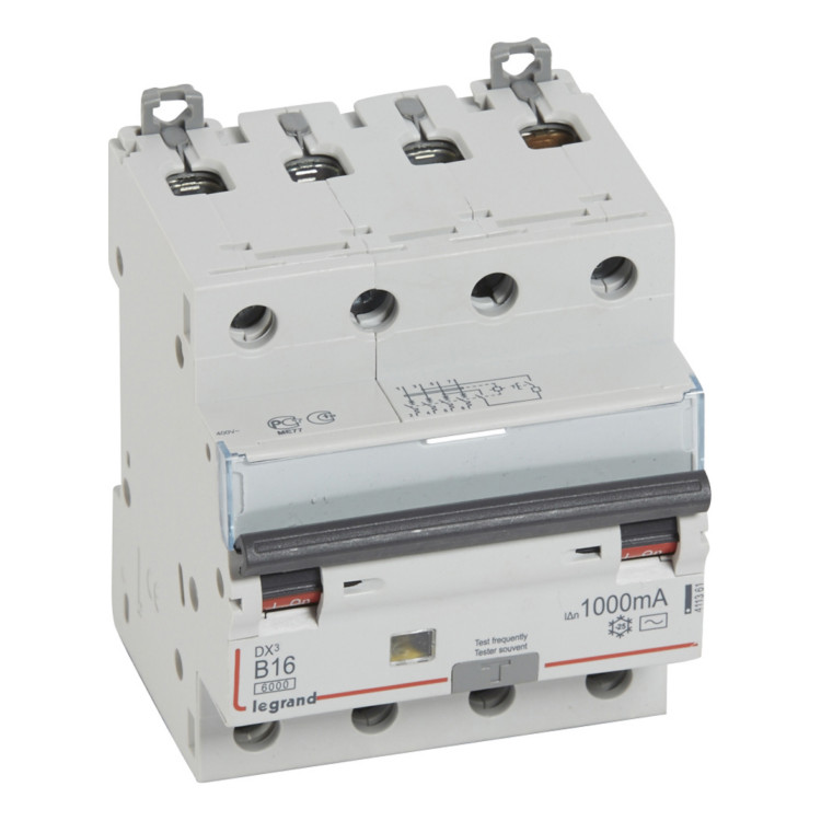Дифавтомат Legrand DX? 4P 16А (B) 6 кА, 1000 мА ( AC ), 411361