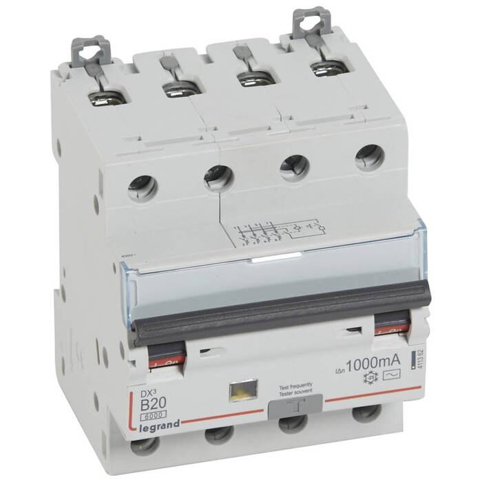 Дифавтомат Legrand DX? 4P 20А (B) 6 кА, 1000 мА ( AC ), 411362