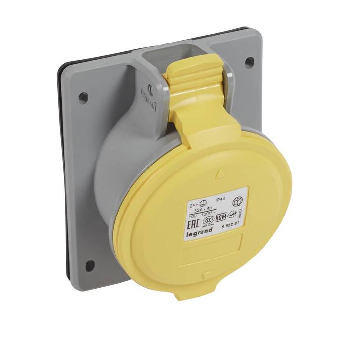 Встраиваемая наклонная розетка - P17 Tempra Pro - IP 44 - 100/130 В~ - 32 A - 2К+З