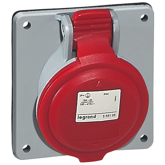 Встраиваемая наклонная розетка - P17 Tempra Pro - IP 44 - 380/415 В~ - 32 A - 3К+З