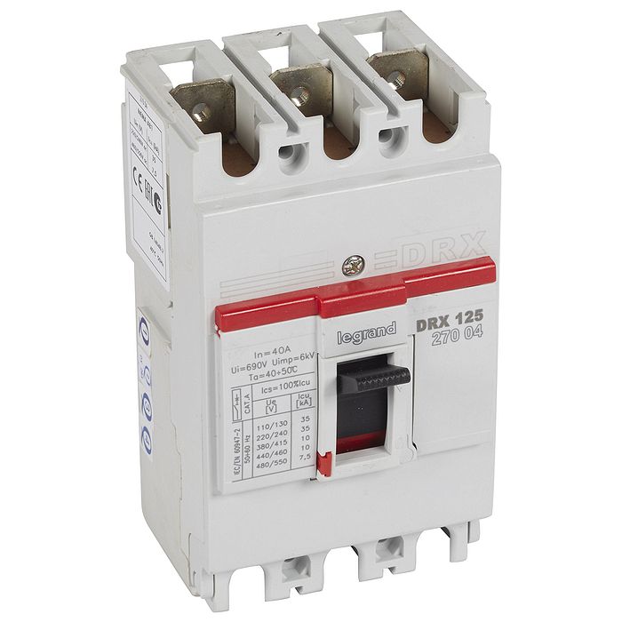 Силовой автомат Legrand DRX 125А, термомагнитный, 10кА, 3P, 40А, 027004