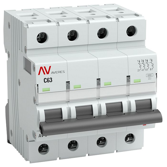 Автоматический выключатель EKF AVERES 4P 32А (D) 6кА, mcb6-4-32D-av