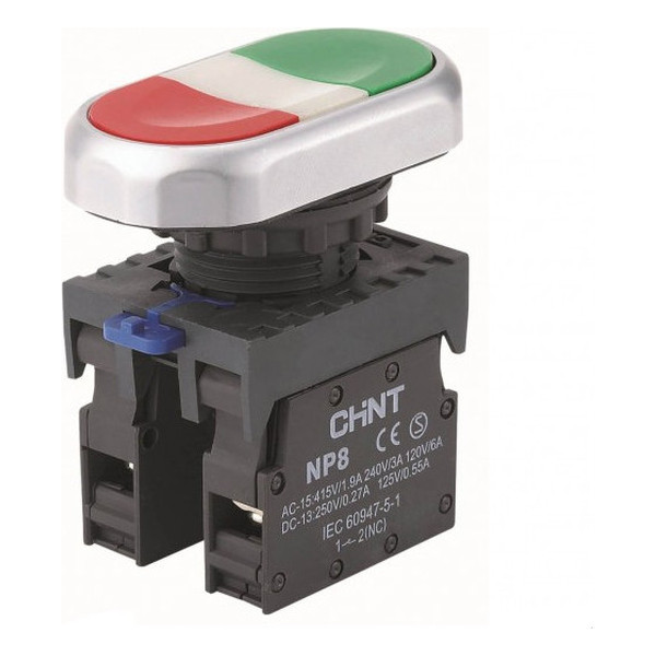 Двойная кнопка NP8-11S 1НО+1НЗ IP65 (R)(CHINT)