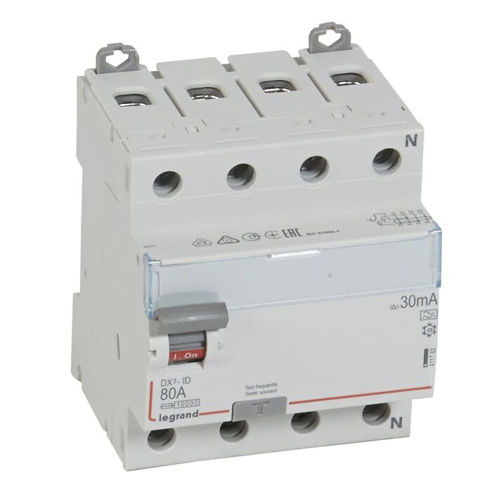 УЗО Legrand DX? 4P 80А 10 кА, 30 мА ( A ), 411762