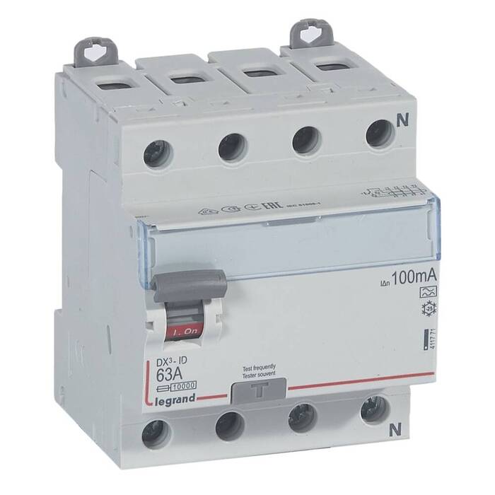 УЗО Legrand DX? 4P 63А 10 кА, 100 мА ( A ), 411771