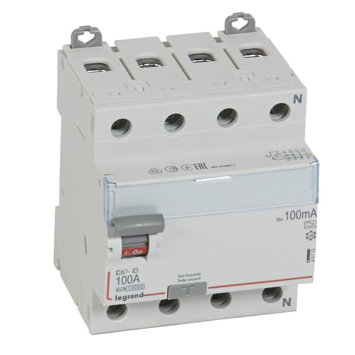 УЗО Legrand DX? 4P 100А 10 кА, 100 мА ( A ), 411773