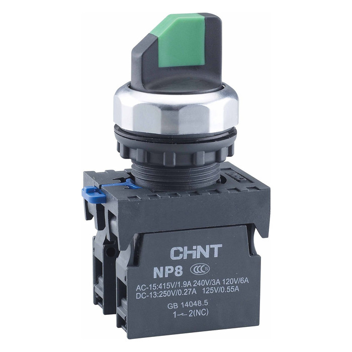 Переключатель управления с фиксацией NP8-20XD/21 2НО зеленая AC/DC24В(LED) IP65 (R)(CHINT)
