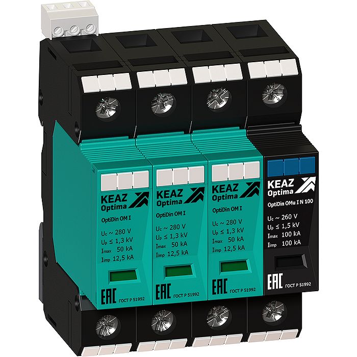 Ограничитель импульсных перенапряжений (УЗИП) OptiDin OM-I-3+Nu-280/12,5