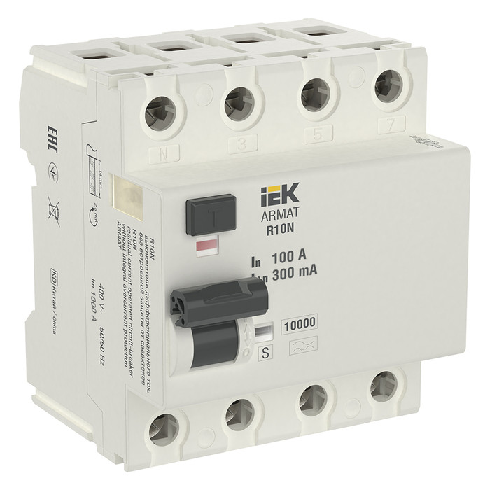 УЗО IEK ARMAT 4P 100А, 300 мА ( A S ), AR-R10N-4-100AS300