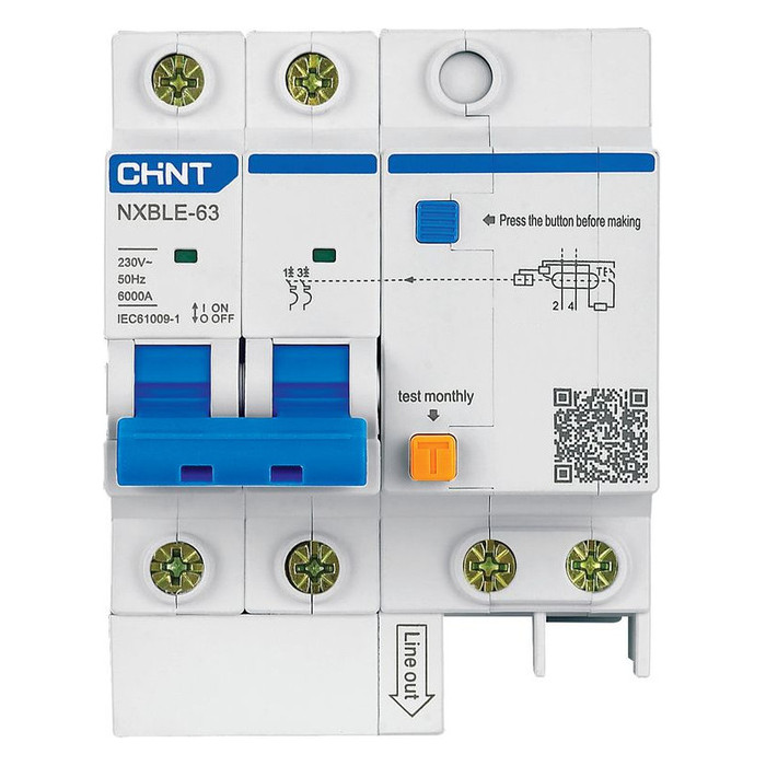 Дифавтомат Chint NXBLE-63 2P 32А (D) 6 кА, 300 мА ( AC ), 982574