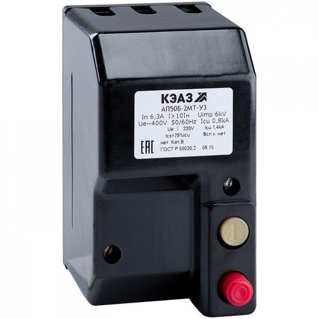 Силовой автомат КЭАЗ АП50Б-2Т 63А, тепловой, 0.5кА, 2P, 6.3А, 107136