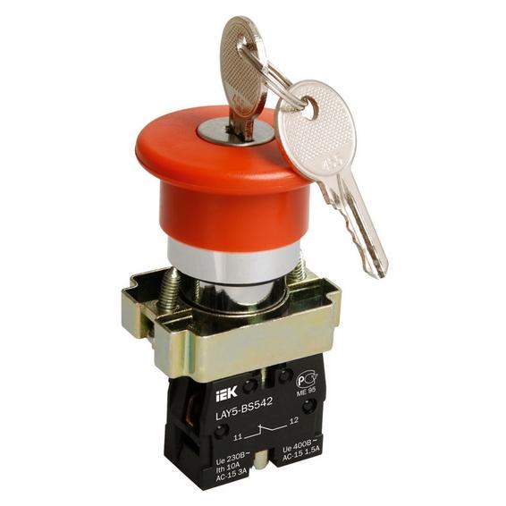 Кнопка LAY5-BS142 Грибокс ключом красная d22мм 240В 1р ИЭК Кнопка LAY5-BS142 Грибокс ключом красная d22мм 240В 1р ИЭК