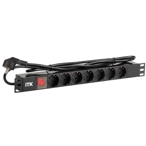 ITK PDU 7 розеток нем. ст, с LED выкл,1U, шнур 2м вилка нем ITK PDU 7 розеток нем. ст, с LED выкл,1U, шнур 2м вилка нем