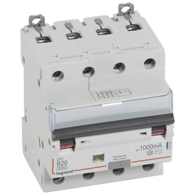 Дифавтомат Legrand DX? 4P 20А (B) 6 кА, 1000 мА ( AC ), 411362