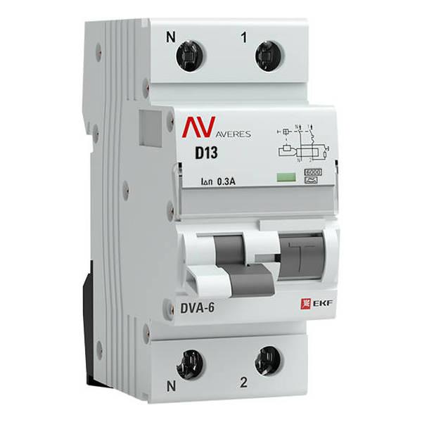 Дифавтомат EKF AVERES 1P+N 13А (D) 6 кА, 300 мА ( A ), rcbo6-1pn-13D-300-a-av Дифавтомат EKF AVERES 1P+N 13А (D) 6 кА, 300 мА ( A ), rcbo6-1pn-13D-300-a-av