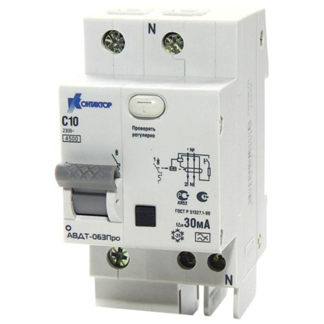 Дифавтомат Контактор АД-063 4P 10А 4.5 кА, 30 мА ( A ), 7000640