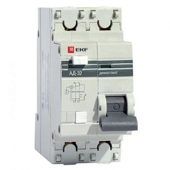 Дифавтомат EKF PROxima 1P+N 25А 4.5 кА, 10 мА ( AC ), DA32-25-10-pro Дифавтомат EKF PROxima 1P+N 25А 4.5 кА, 10 мА ( AC ), DA32-25-10-pro