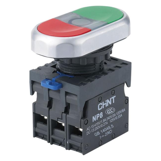 Двойная кнопка NP8-11SD 1НО+1НЗ желтая AC24В(LED) IP65 (R)(CHINT) Двойная кнопка NP8-11SD 1НО+1НЗ желтая AC24В(LED) IP65 (R)(CHINT)