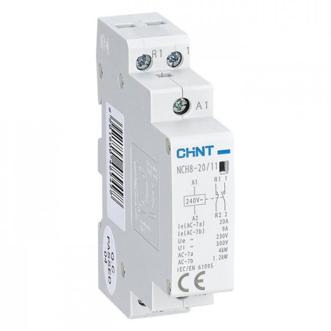 Модульный контактор Chint NCH8 1НО+1НЗ 20А 230В AC, 256052 Модульный контактор Chint NCH8 1НО+1НЗ 20А 230В AC, 256052
